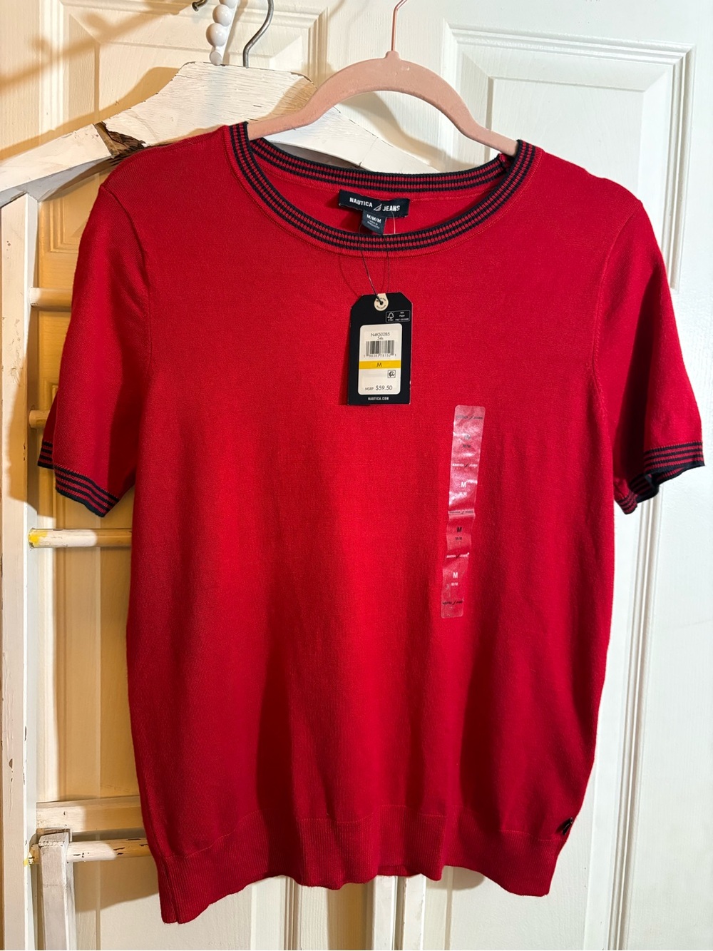 NEW Nautica Short-Sleeve Crewneck Shirt - Red